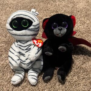 Ty Plush Mummy and Bat with Black and White Stripes